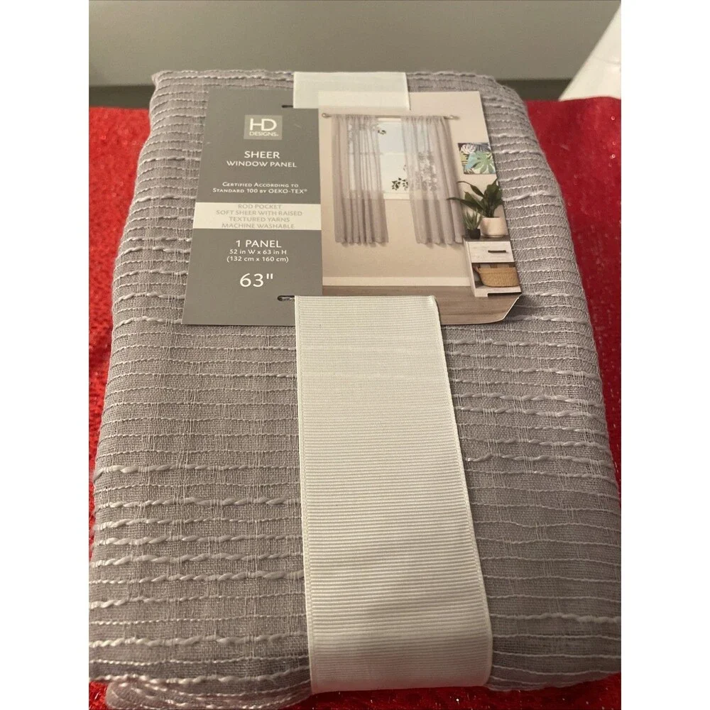 Hd Designs Sheer Window Panel Light Gray Raised Textured 63”